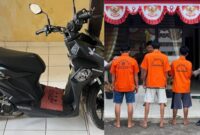 Dua tersangka Curanmor dan penadahnya yang berhasil ditangkap Polsek Pagelaran, Pringsewu, Jumat 13 September 2024.