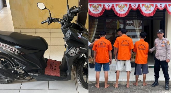 
					Dua tersangka Curanmor dan penadahnya yang berhasil ditangkap Polsek Pagelaran, Pringsewu, Jumat 13 September 2024.