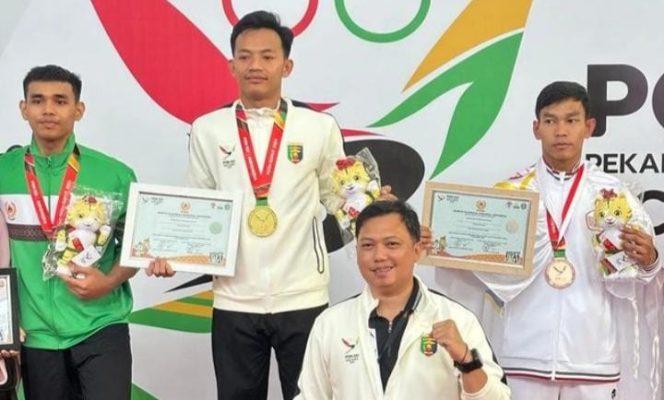 Atlet Pencak Silat Tanggamus Lampung, Wildan saat meraih medali emas di PON XXI Aceh- Sumut 2024.