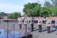 Prosesi serah terima jabatan di Polres Metro, Lampung, Rabu 18 September 2024.
