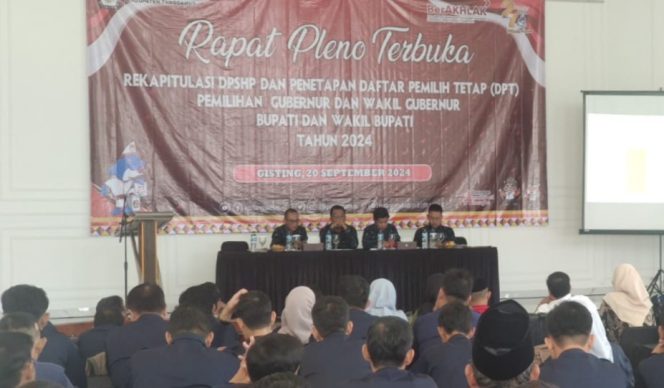 
 Rapat pleno terbuka penetapan DPT Pilkada 2024 KPU Tanggamus, Jumat 20 September 2024.