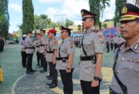 Prosesi Sertijab Wakapolres Tanggamus, Kasatresnarkoba, Kapolsek Pulau Panggung dan penyerahan Kapolsek Sumberejo di Lapangan Mapolres Tanggamus, Sabtu 21 September 2024 | Asrul Ariski/Media Prioritastv.com.