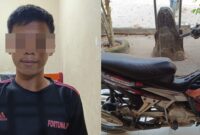 Tersangka dan barang bukti yang diamankan Polsek Rumbia, Lampung Tengah.