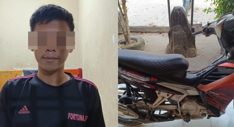 Tersangka dan barang bukti yang diamankan Polsek Rumbia, Lampung Tengah.