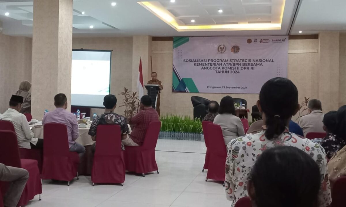 Sosialisasi pertanahan di Hotel Urban Azana Pringsewu, Senin 23 September 2024.