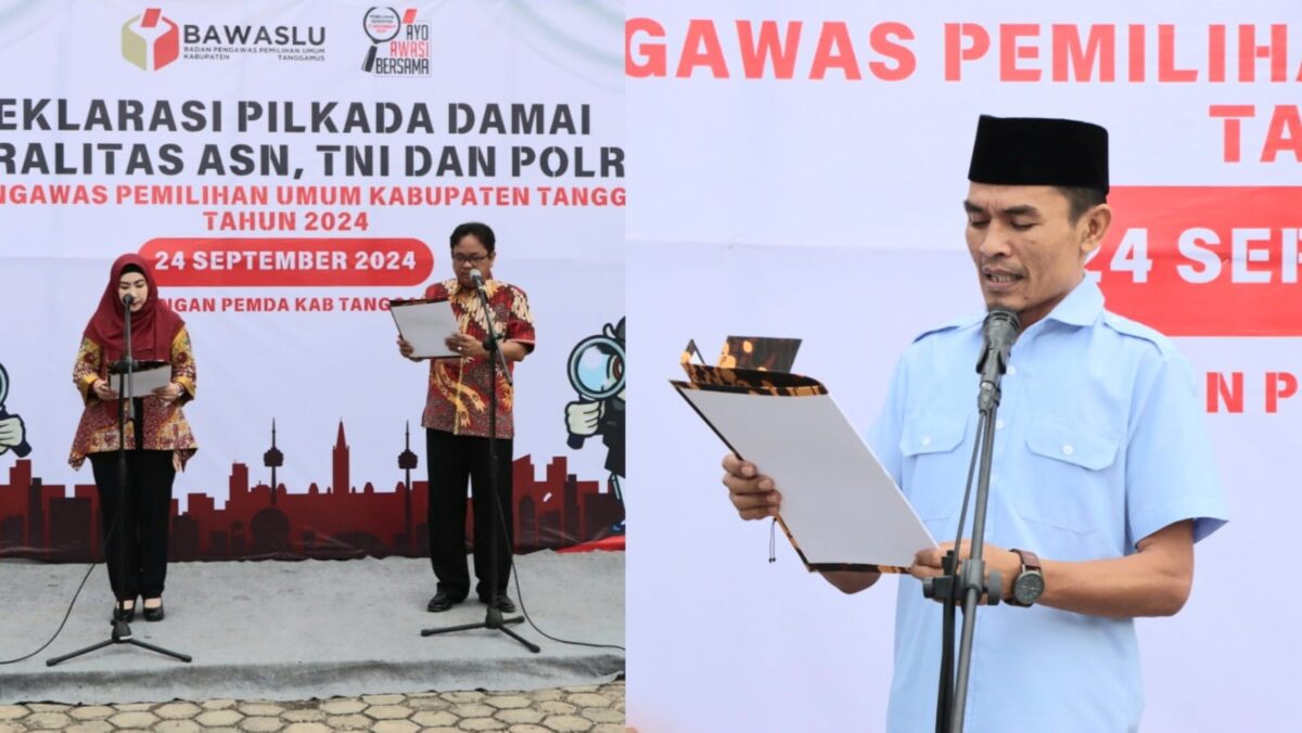 Deklarasi pasangan calon Bupati dan Wakil Bupati Tanggamus Tahun 2024 di Lapangan Pemkab Tanggamus, Selasa 24 September 2024 | Herdi/Media Prioritastv.com