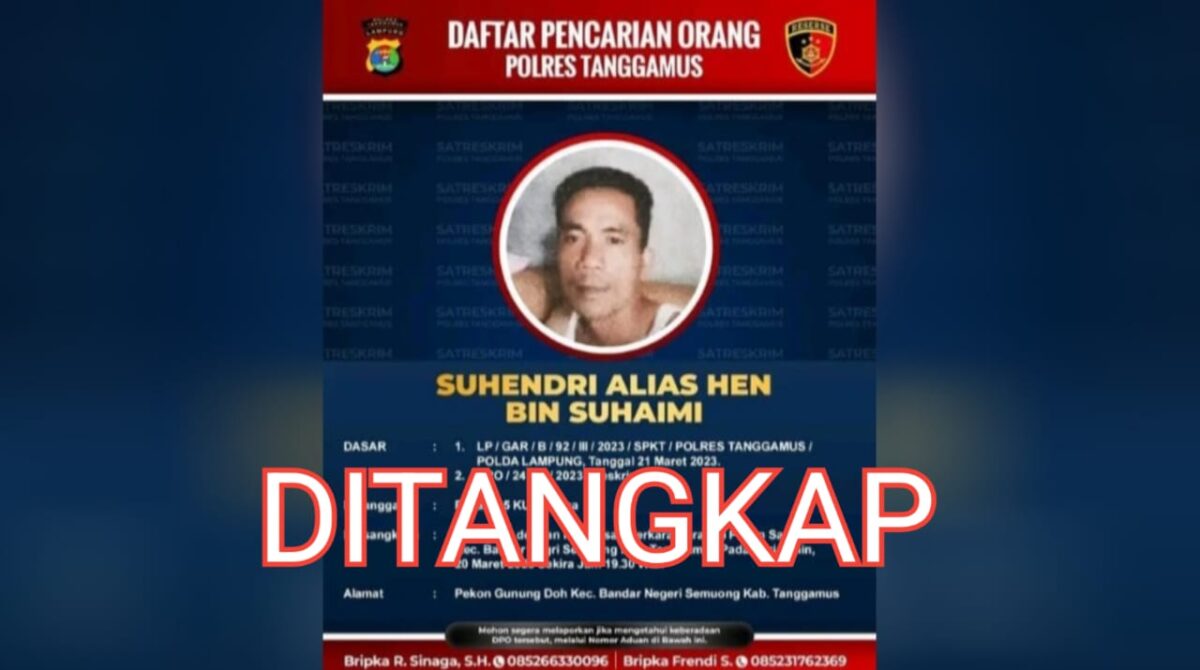 DPO Kasus Curas di BNS Tanggamus telah berhasil ditangkap Polres Tanggamus.