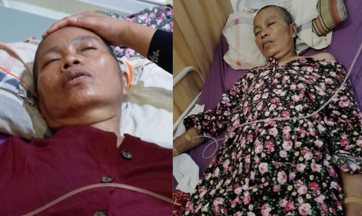 Kondisi Masriyah, seorang warga Dusun Way Kamal, Pekon Negeri Ratu, Kota Agung, berjuang melawan penyakit kanker payudara dirawat di RS Mitra Husada, Pringsewu, Kamis 26 September 2024.
