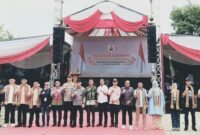 Foto bersama pasangan Calonkada Pringsewu dan Forkopimda usai deklrasi damai, Sabtu 28 September 2024.