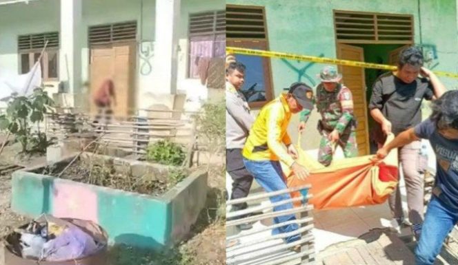 Kolase foto saat ditemukannya terduga maling terjepit pintu dan saat petugas gabungan melakukan evakuasi, Kamis 12 September 2024.