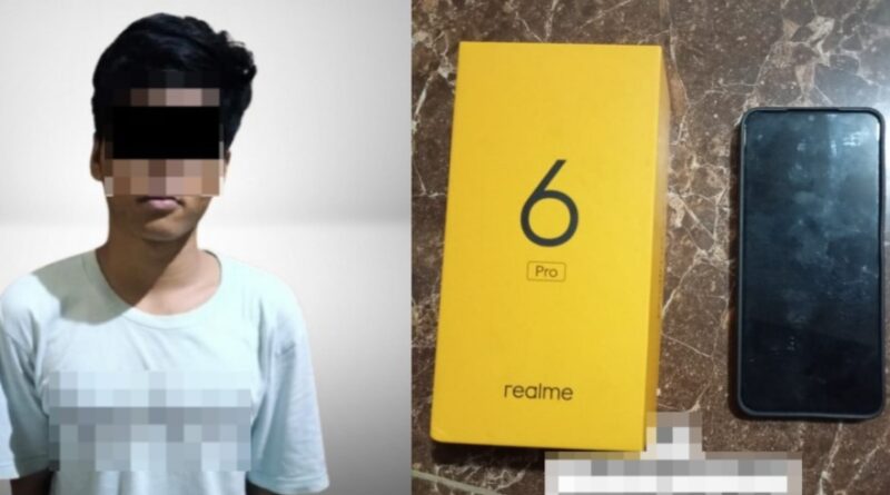 HY (17) Remaja tersangka pencurian 2 handphone dan barang bukti yang diamankan polisi | Dok. Polres Way Kanan.