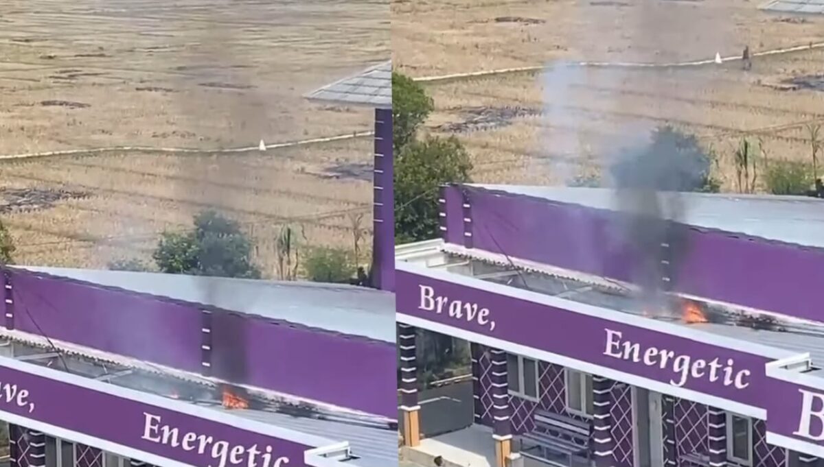 Kolase foto tangkapan layar kebakaran kabel listrik di salah satu gedung kampus UAP Pringsewu, Jumat 4 Oktober 2024.