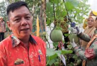 Kolase foto Camat Pugung Tanggamus Ahmad Yani Halim saat memberikan keterangan dan saat Pj Gubernur Lampung Samsudin petik melon di Green House Bunga Tanjung, Jumat 4 Oktober 2024 | Asrul Ariski/Media Prioritastv.com.