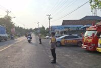 Pengamanan jam rawan pagi di Simpang Rantau Tijang, Pugung, Tanggamus, Selasa 8 Oktober 2024.