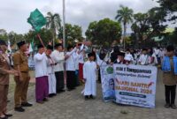 Persiapan Pawai Hari Santri di Lapangan Merdeka, Kota Agung, Tanggamus, Selasa 22 Oktober 2024 | Herdi/Media Prioritastv.com.