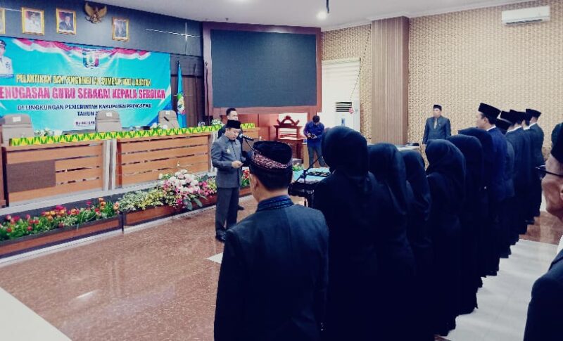 Pelantikan 26 Kepala UPT SD dan SMP Pringsewu, Rabu 23 Oktober 2024.