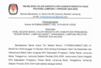 Pengumuman Seleksi KPU Tanggamus.