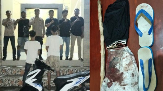 Kedua Tersangka dan barang bukti yang berhasil diamankan polisi.