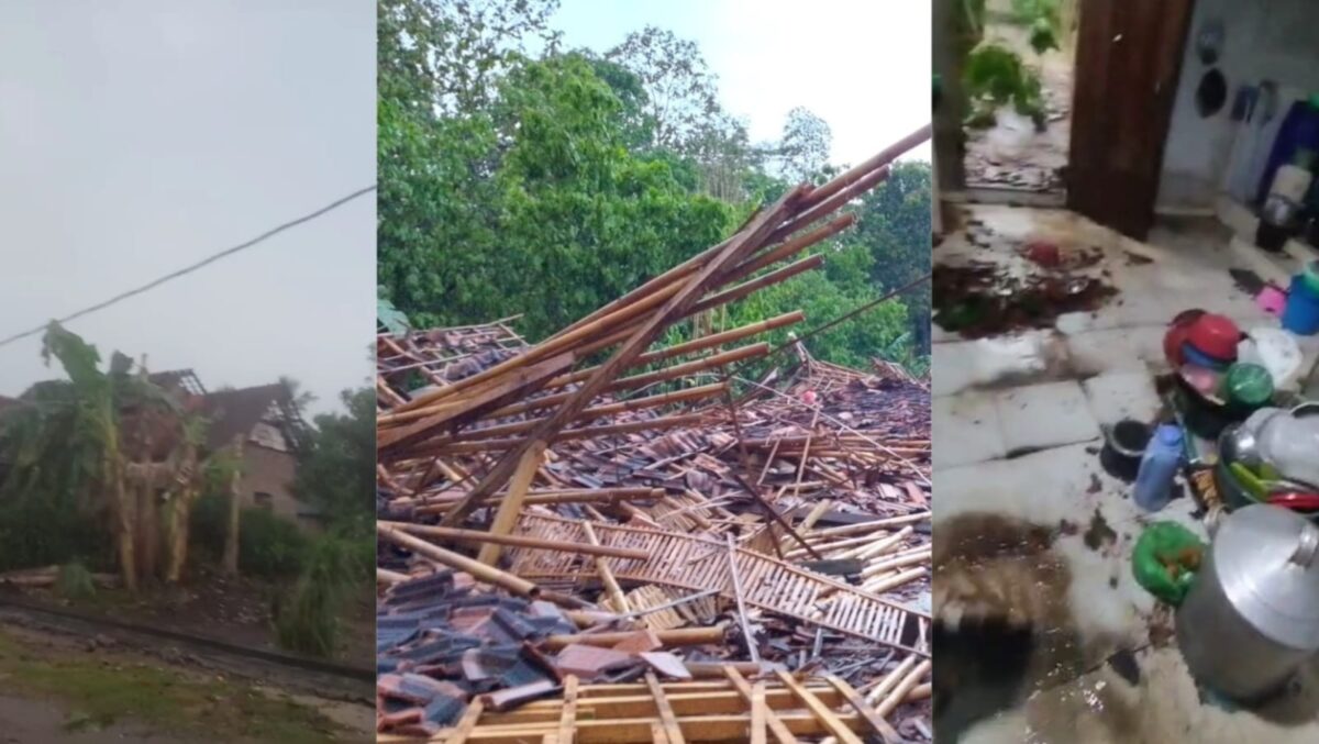 Kolase foto atap rumah warga terdampak, rumah ambruk dan perabotan rumah terdampak, Senin 4 Nopember 2024 | Davit/Media Prioritastv.com.