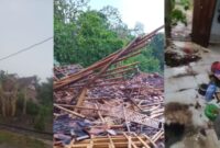 Kolase foto atap rumah warga terdampak, rumah ambruk dan perabotan rumah terdampak, Senin 4 Nopember 2024 | Davit/Media Prioritastv.com.