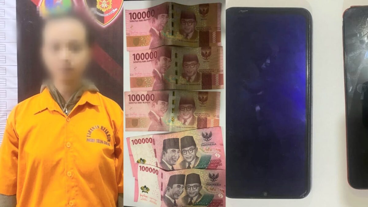 Tersangka EA dan barang bukti yang berhasil diamankan polisi.