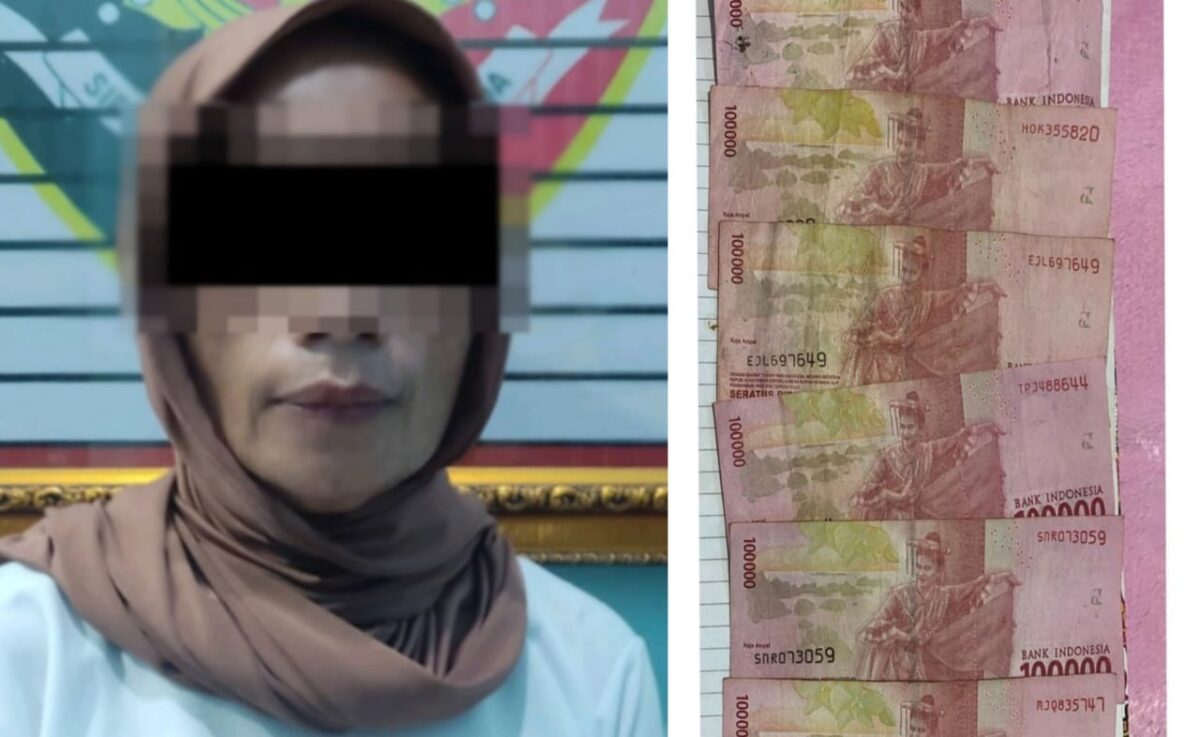 Tersangka dan barang bukti uang yang tunai yang diamankan polisi di Way Kanan, Senin 4 Nopember 2024.