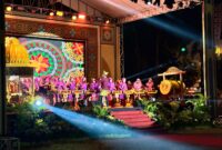 Penampilan Gamolan Pekhing Lampung Barat saat tampil di pembukaan MTQ ke 51 Provinsi Lampung.