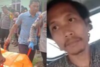 Kolase foto saat korban dievakuasi polisi dan tersangka Mulkan Toro usai ditangkap.