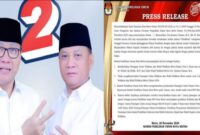 Kolase foto pasangan nomor urut 2 Pilwakot Metro, Wahdi - Qomaru dan press release KPU Metro di Instgramnya, Rabu 20 November 2024.