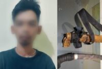 Tersangka dan barang bukti yang berhasil diamankan Polsek Talang Padang.