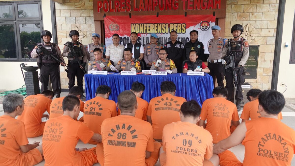 Konferensi Pers Pengungkapan Kasus Narkoba Polres Lampung Tengah, Sabtu 23 November 2024.