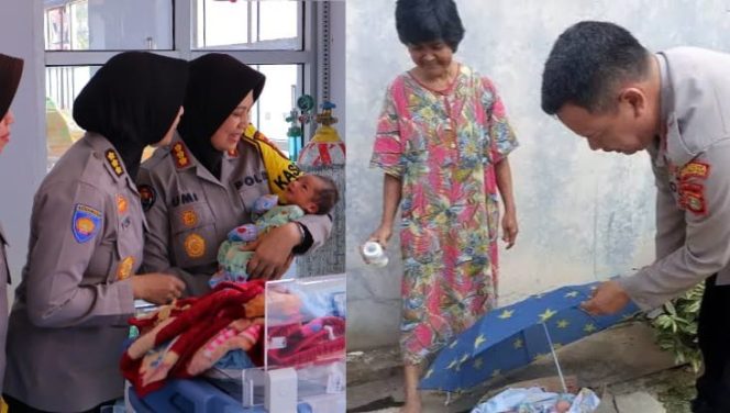 Kolase foto saat bayi berada di rumah sakit dan saat baru  pertama kali ditemukan.