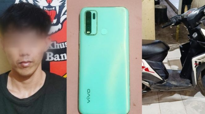 
 Kolase foto tersangka dan barang bukti yang diamankan polisi.