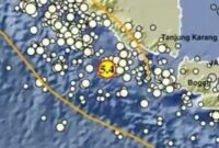 Titik Gempa di Pesisir Barat Lampung | Dok. BMKG