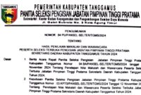 Pengumuman Selter JPTP Sekda Tanggamus, Nomor 04 PU/PANSEL-SELTER/TGMS/2024 tanggal 12 November 2024 | Dok. tanggamus.go.id