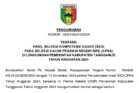 Pengumuman SKD CPNS 2024 Tanggamus | Dok. tanggamus.go.id.
