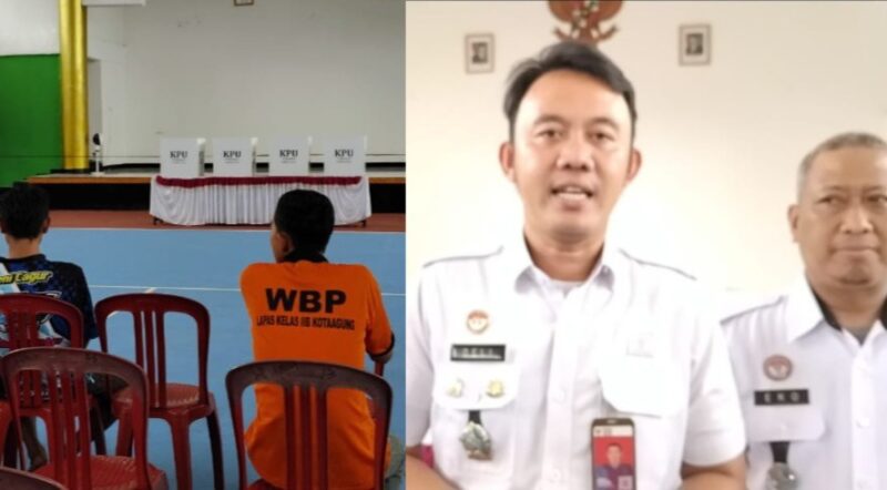 Kolase foto saat warga binaan melakukan pemugutan suara dan saat Kasi Binadik Giatja Lapas Kota Agung memberikan keterangan, Rabu 27 November 2024 | Herdi/Media Prioritastv.com.