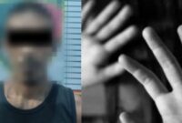 Kolase foto tersangka dan ilustrasi pencabulan anak di Way Kanan, Lampung.