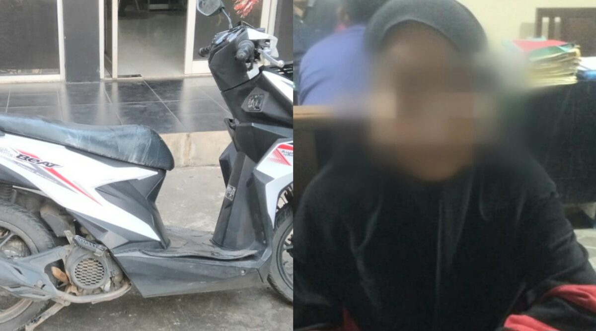 Kolase foto barang bukti sepeda motor dan tersangka penadahan motor curian yang ditangkap polisi, Kamis 31 Oktober 2024.