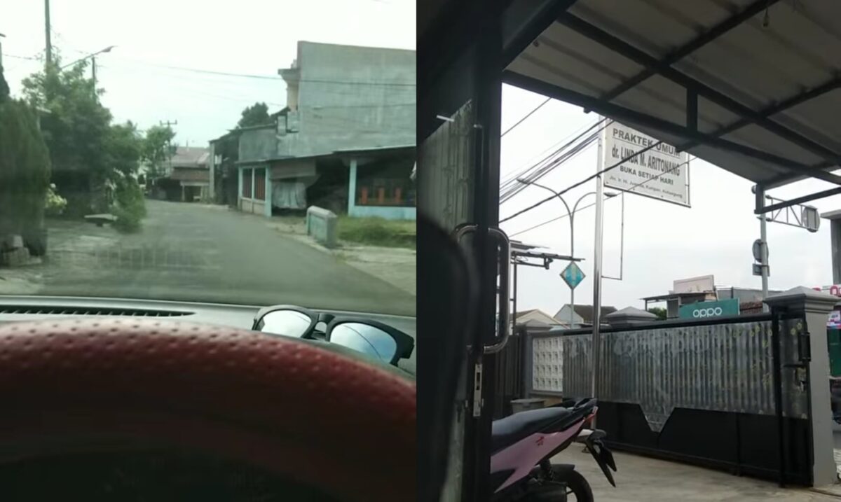 Kolase foto saat Agung menjemput pasien dan saat berada di layanan kesehatan di Kota Agung, Tanggamus.