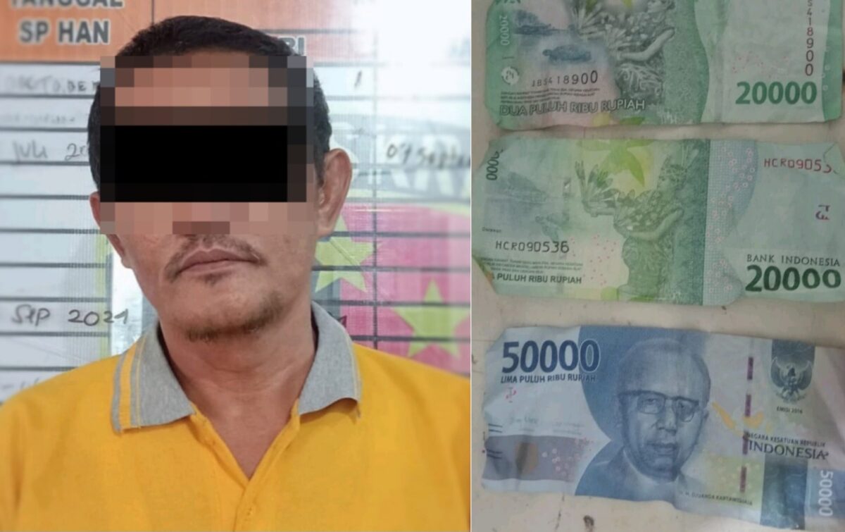 Tersangka pemerasan dan barang bukti yang ditangkap polisi.