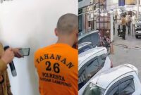 Kolase foto saat tersangka dimintai keterangan dan saat peristiwa pengeroyokan yang terekam CCTV.