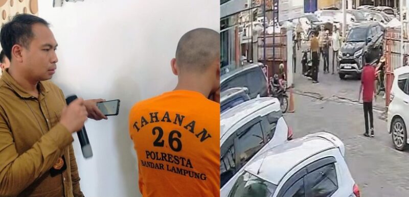 Kolase foto saat tersangka dimintai keterangan dan saat peristiwa pengeroyokan yang terekam CCTV.