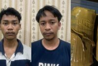 Dua tersangka dan barang bukti yang diamankan Polda Lampung.