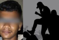 Kolase Foto Tersangka GT yang berhasil ditangkap dan ilustrasi penganiaayaan.