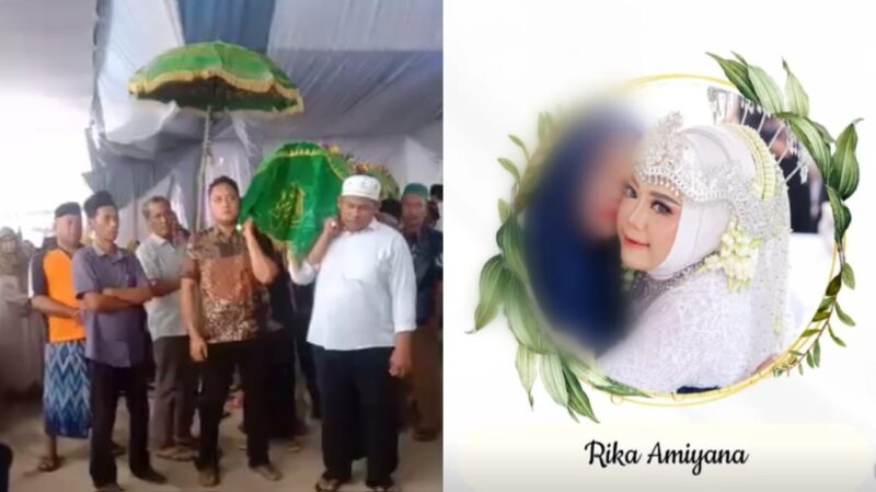 Kolase foto jenazah Rika saat hendak dimakamkan dan tangkapan layar video duka yang beredar di media sosial, Kamis 5 Desember 2024.