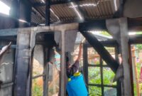Kondisi rumah Anton warga Pekon Kamilin, Pagelaran Utara, Pringsewu yang mengalami kebakaran, Minggu 8 Desember 2024.