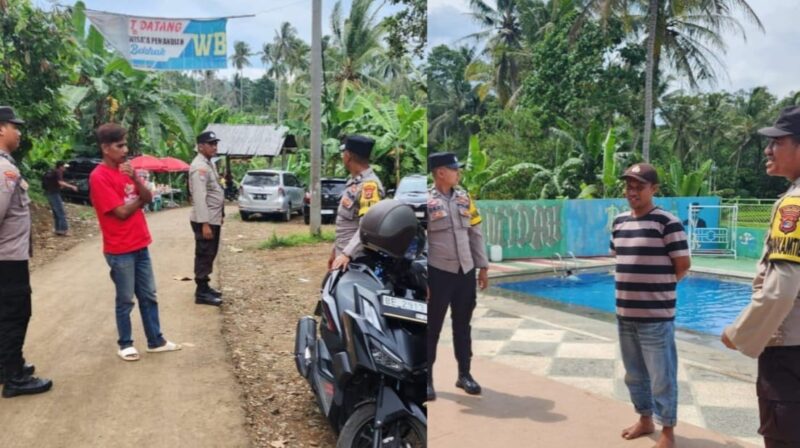 Kolase foto saat anggota Polsek Talang Padang patroli di Way Bekhak dan Kolam Renang Muvida, Minggu 8 Desember 2024 | Dok. Polres Tanggamus.