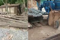Material proyek penguatan tebing way semaka gagal tender yang menutup lahan UMKM warga Pekon Sripurnomo, Semaka, Tanggamus, Kamis 19 Desember 2024 | Edi Hidayat/Media Prioritastv.com.