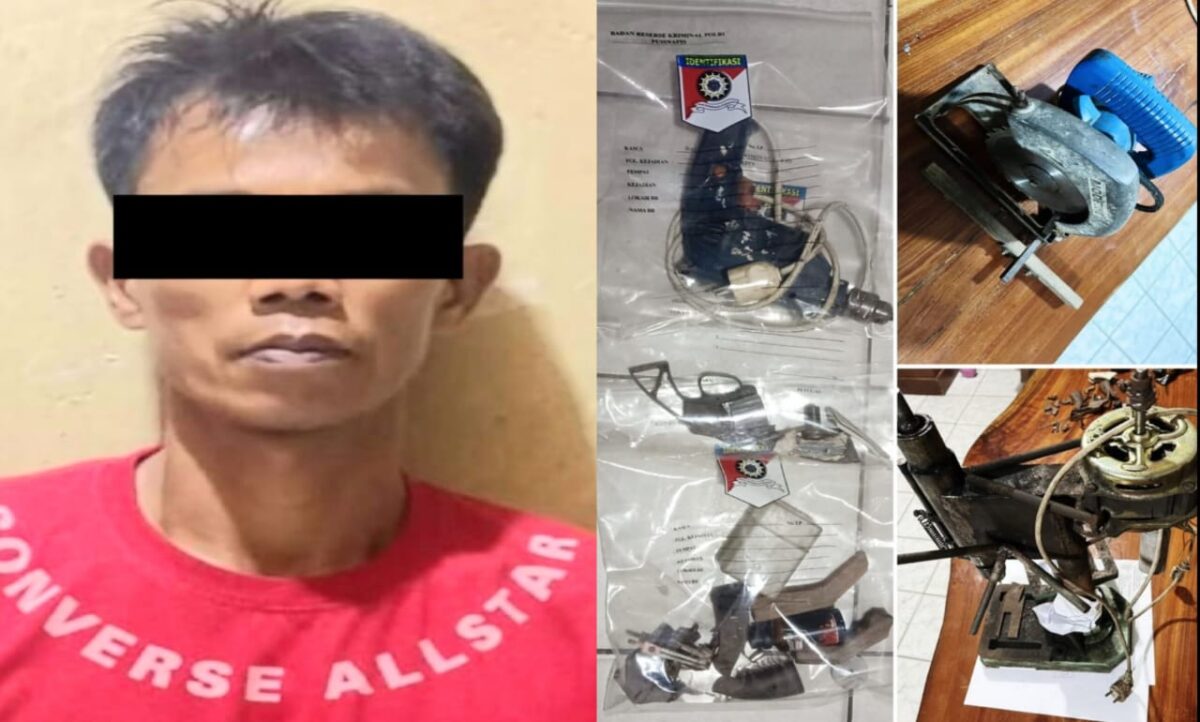 Kolase foto tersangka dan barang bukti yang diamankan polisi.